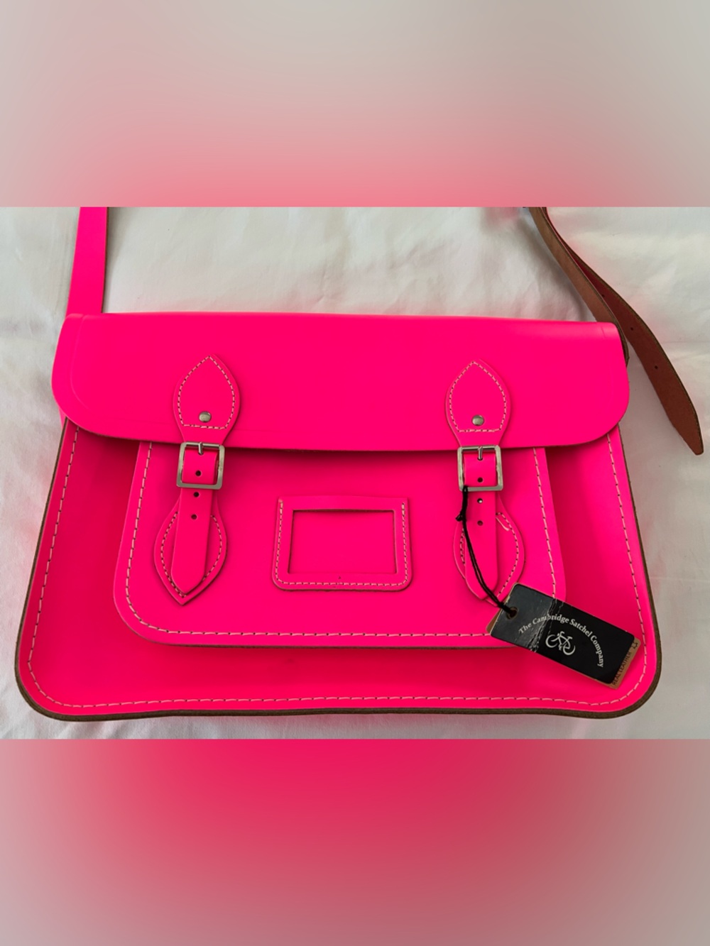 🩷NWT🩷 The Cambridge Satchel Company Leather Satchel Bag in Neon Pink